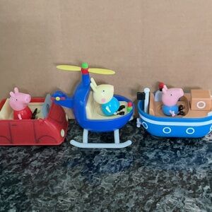 Peppa Pig Car, Helicopter & Boat Figures